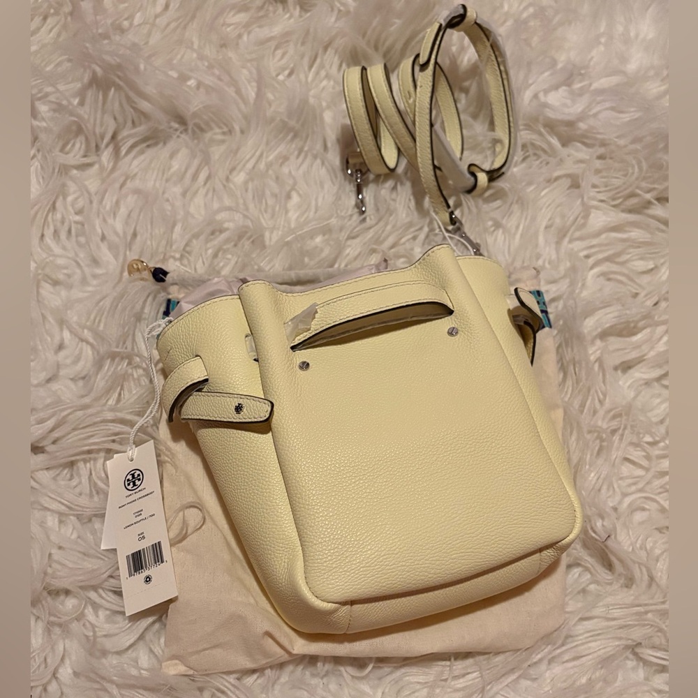 NWT Tory Burch Small Romy Leather Phone Crossbody Lemon Souffle - Picture 2 of 7